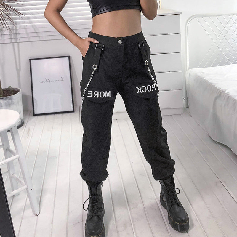 Fashion zipper high waist casual overalls