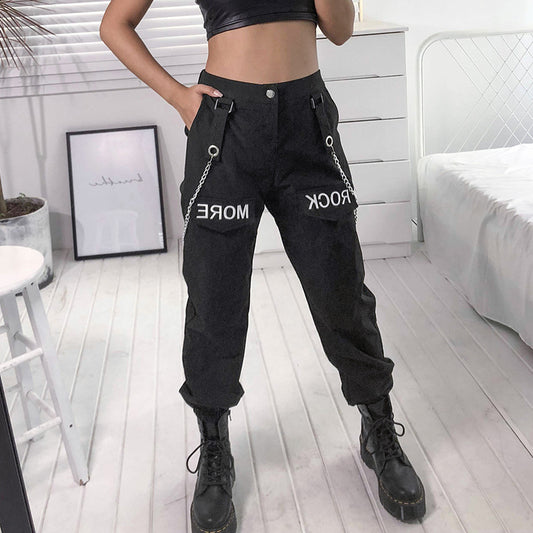 Fashion zipper high waist casual overalls