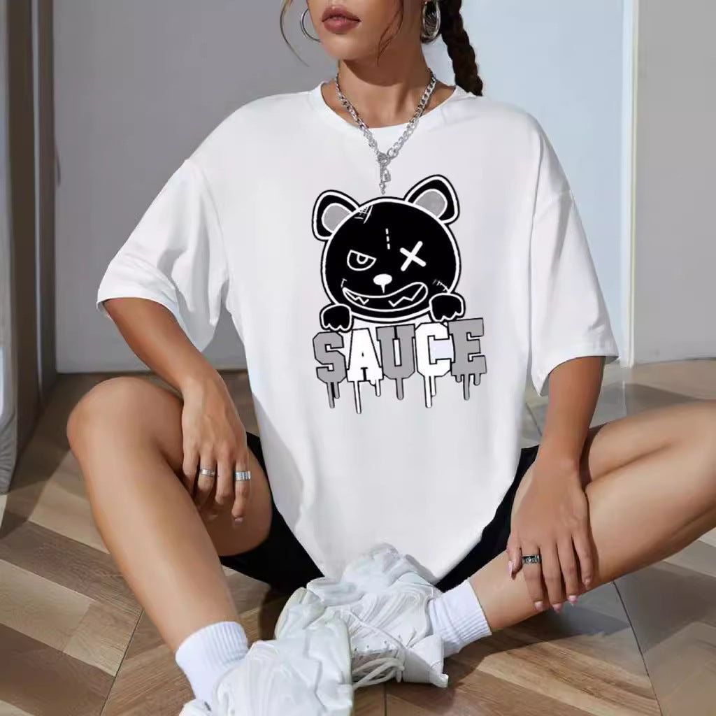 Summer Pattern Letter Print Short-sleeve T-shirt Top
