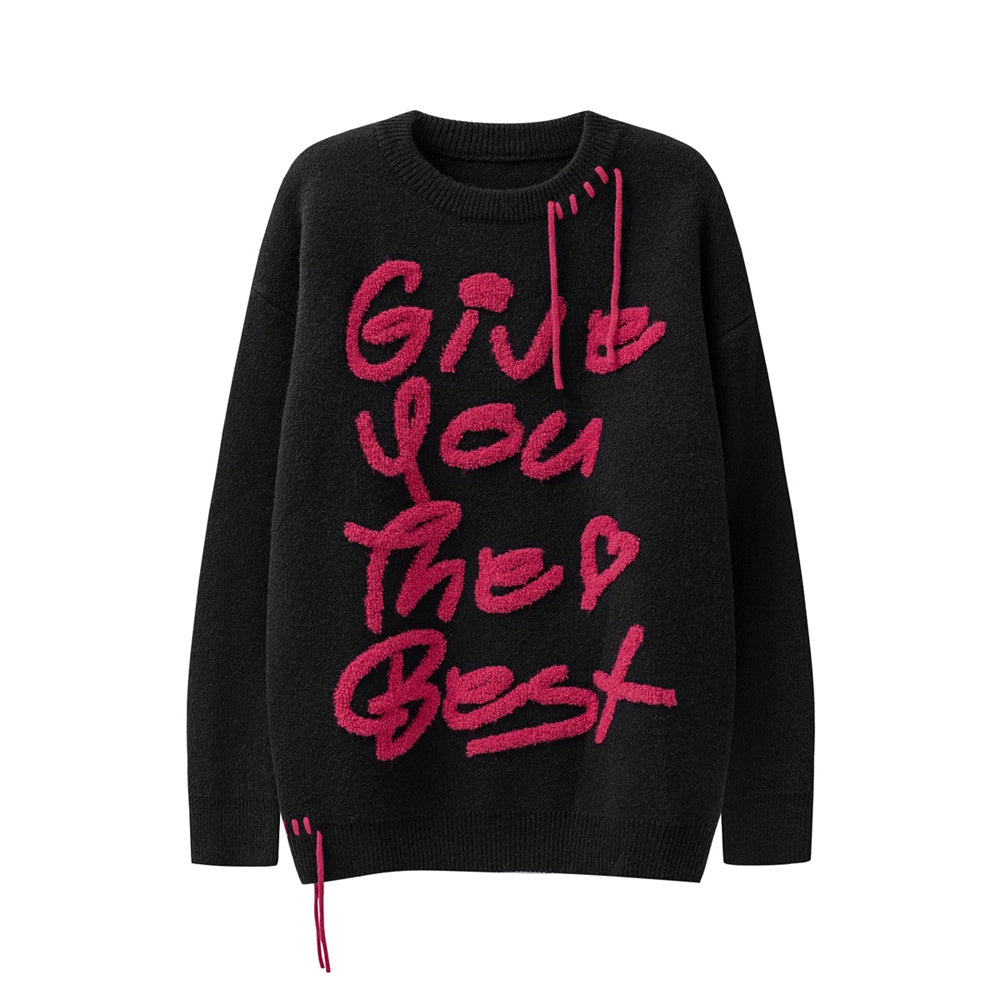 American Towel Embroidered Letter Crew Neck Sweater