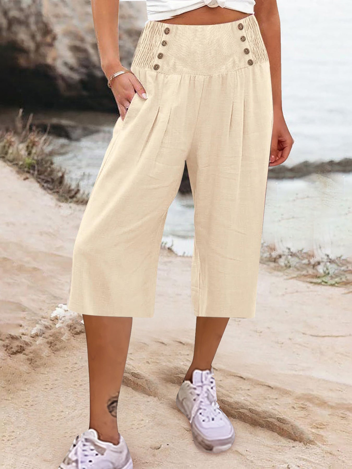 Loose Casual Cropped Pants