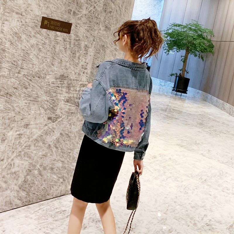 Jaqueta Jeans com Paetês Fashion