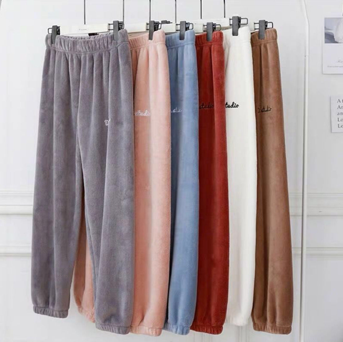 Korean Style Warm Coral Fleece Casual Loose Pajamas