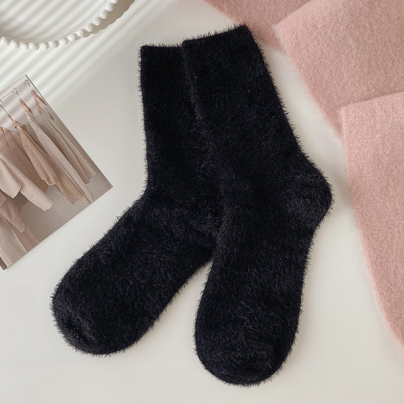Women's Fashion Embroidered Mink Fur Socks