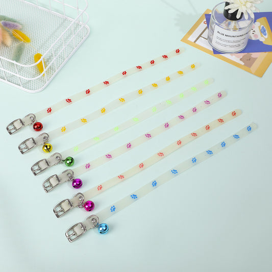 Fluorescent Silicone Footprints Collar Cat