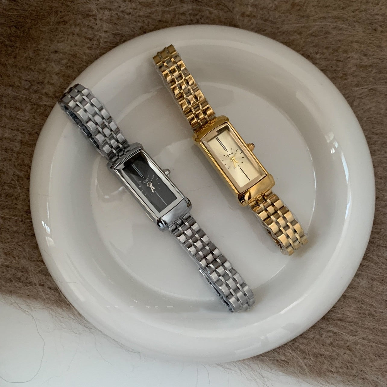 Dame Rektangulært Guld Mode Retro Stålrem Kvartsur