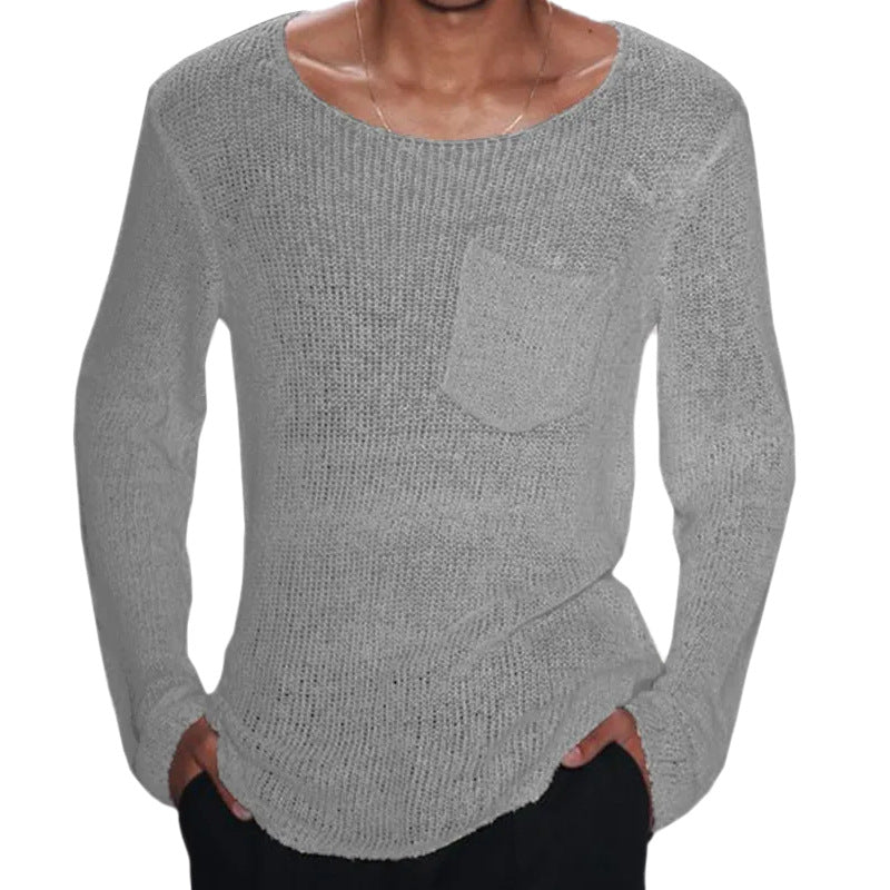 Knitwear Men's European And American Solid Color Long Sleeve