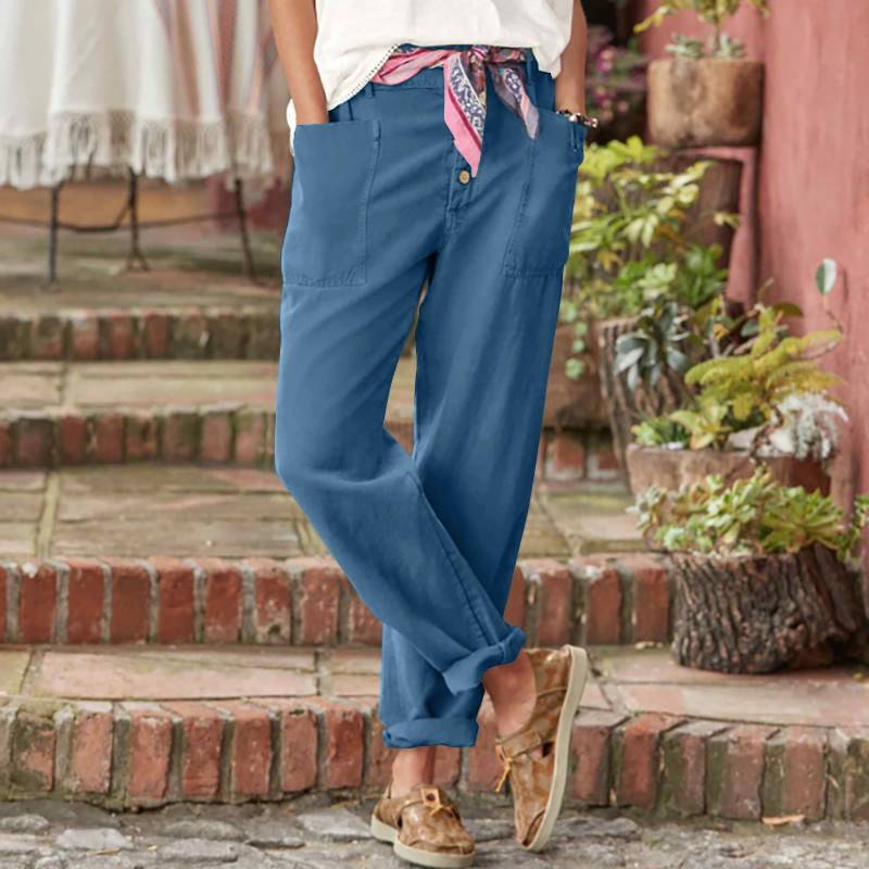 Casual Breasted Cotton Linen Loose Casual Women's Cotton Pants