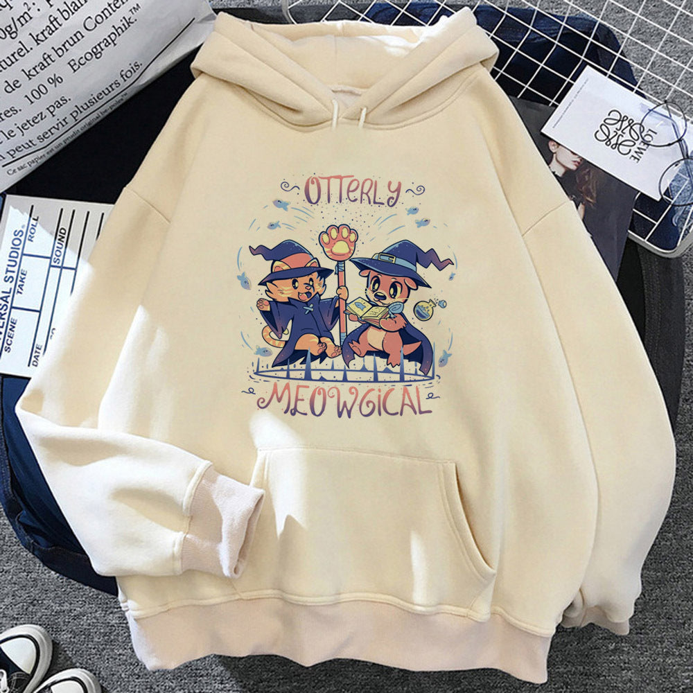 Furry Hættetrøje Ungdommeligt Y2K Mønster Kawaii Athleisure Teen