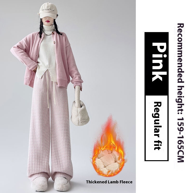 Slankende Lammuld Houndstooth Casual Vidde Bukser