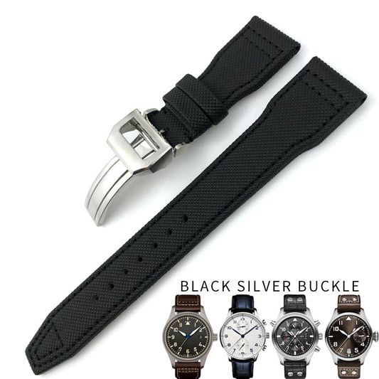 Nylon watch strap fitting IW388001 IW389001 watch accessories 22mm black