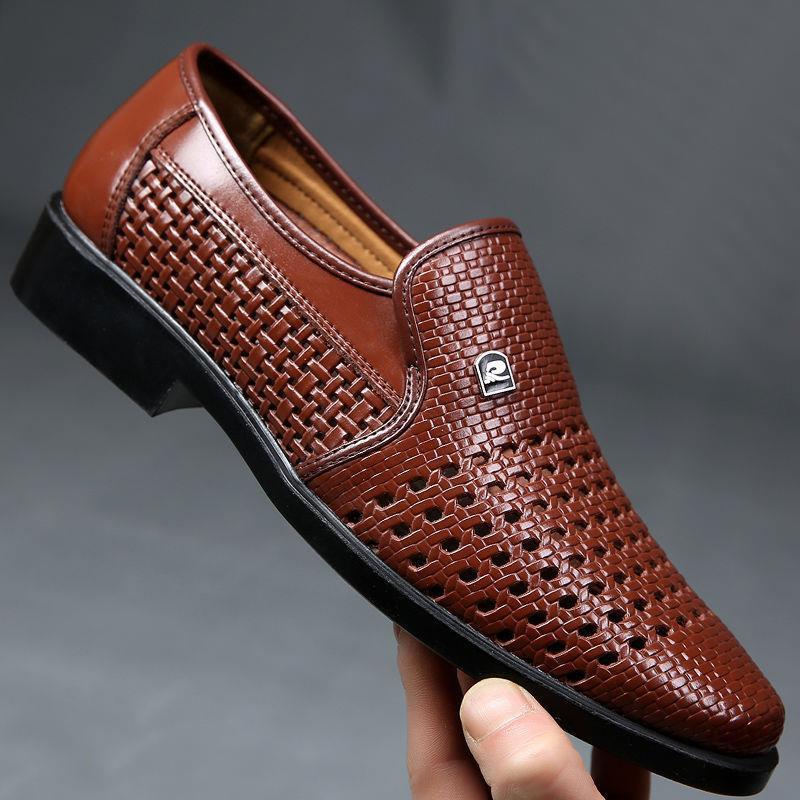 Men's Breathable Business Casual Hollow Leather Shoes