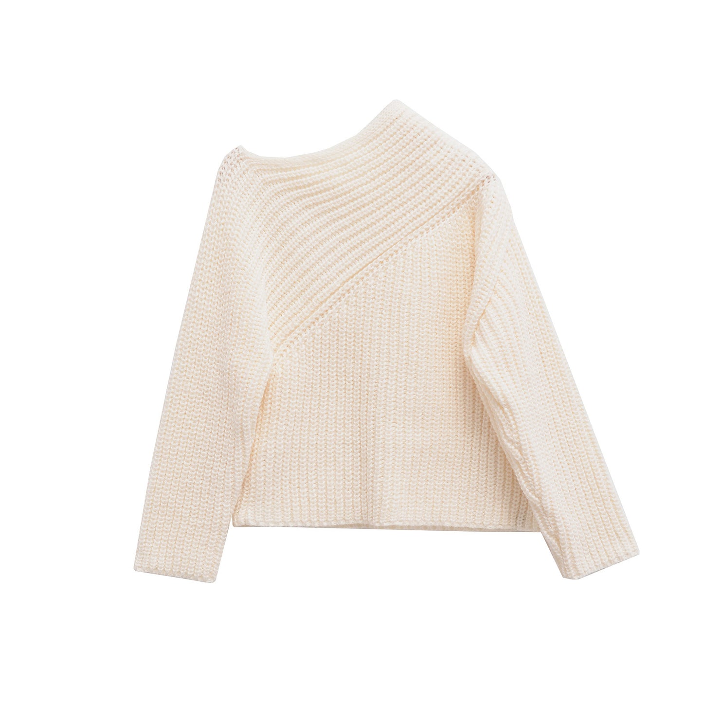Classic Wool Blend Asymmetric Collar Sweater 4192122