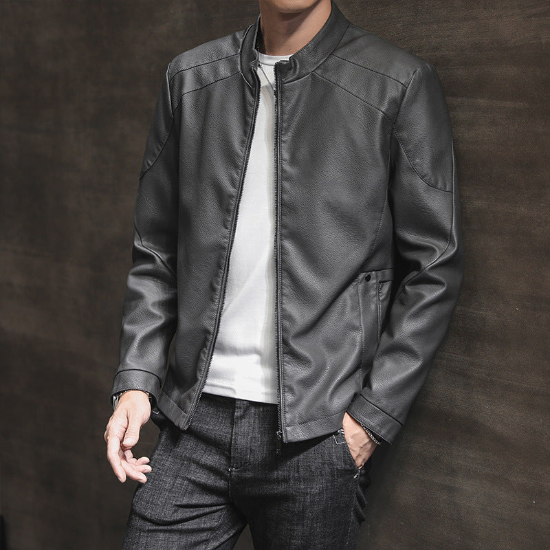 Fashion Men's Leather Coat Youth Trendy