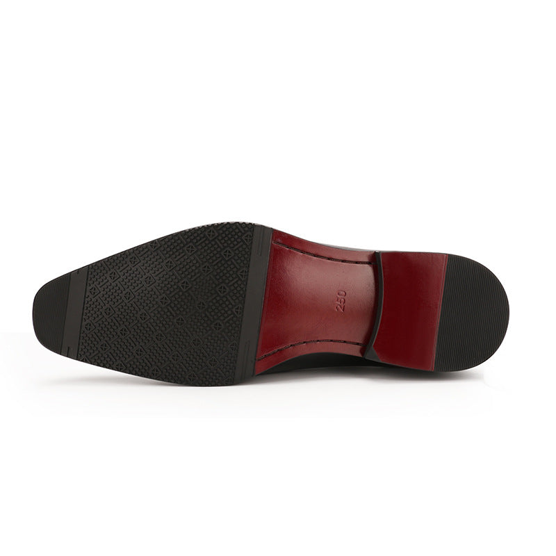 Pure Color Top Layer Cowhide Handmade Leather Suit Men's Shoes