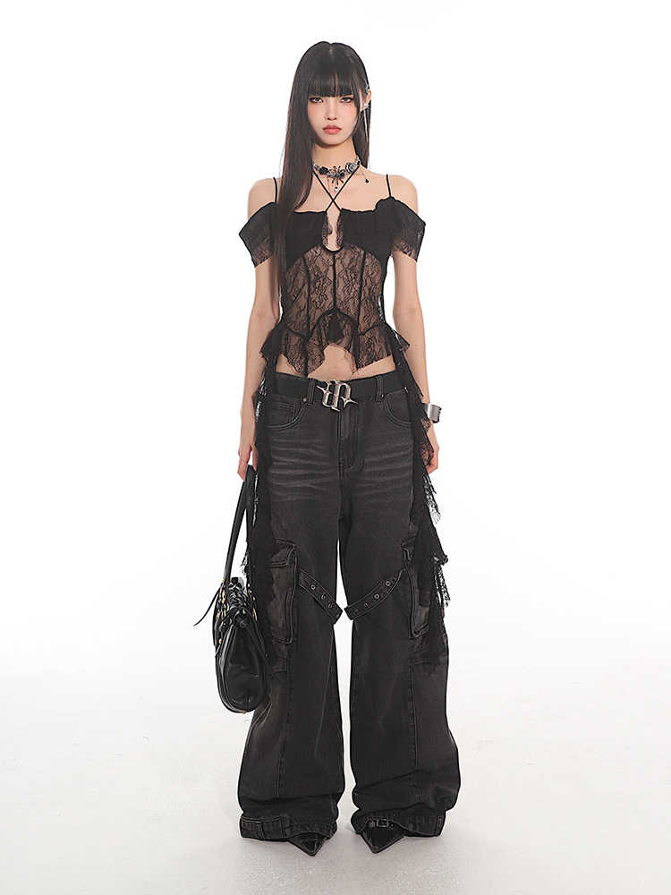 Women's Lace Off-shoulder Ribbon Vest Top
