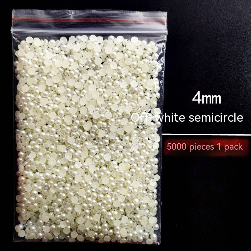 Manicure Flat Semicircle Pure White Rice White Pearl