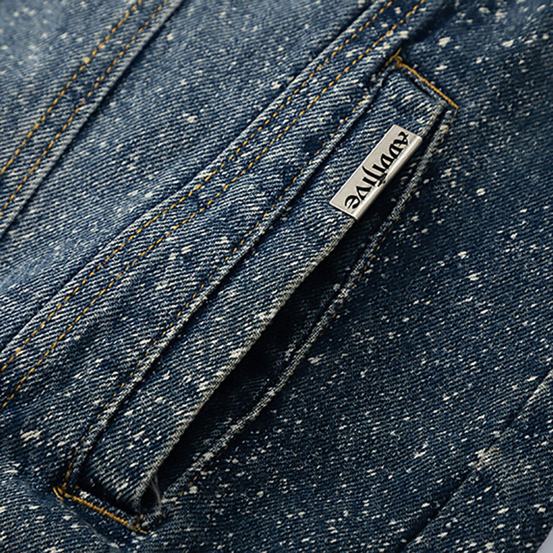 Splash-ink Splash Heavy Industry Washed Silver Hand-painted Denim Coat