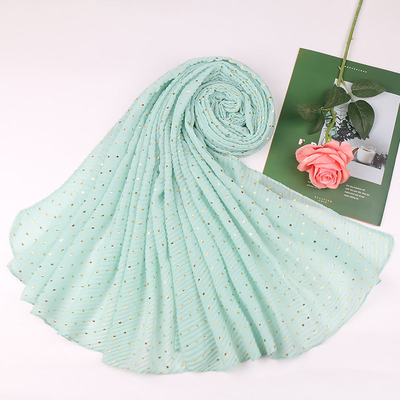 Sprinkle gold folds bronzing cotton and linen scarf