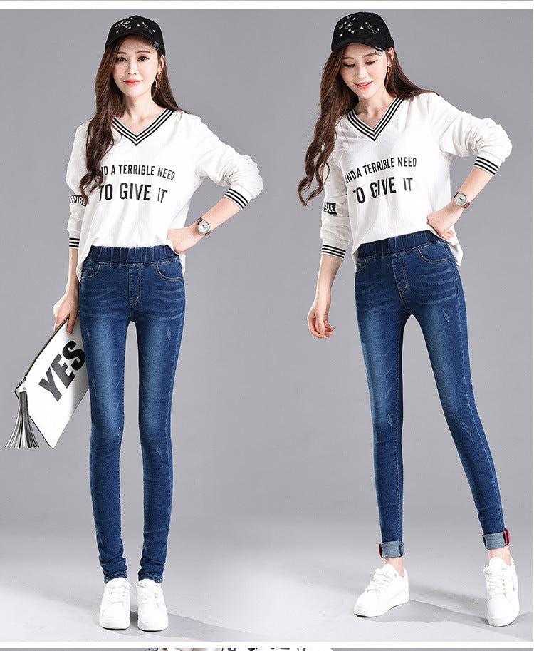 Plus-size jeans med elastik i taljen