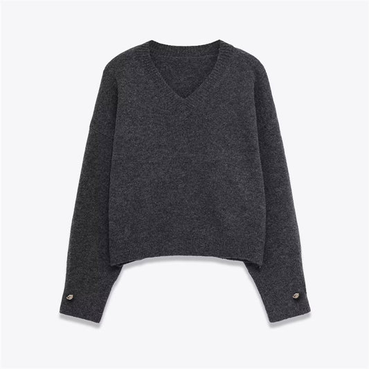 New Stylish Versatile Soft Button-front Knit Sweater