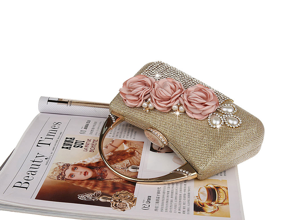 Delicate Tassel Bag Elegant Flower Gold
