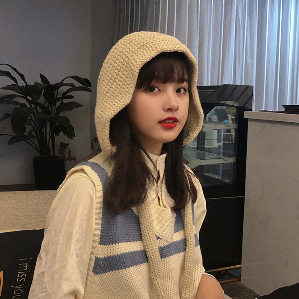 Women's Hand-knitted Long Lace-up Soft Girl Beanie Hat