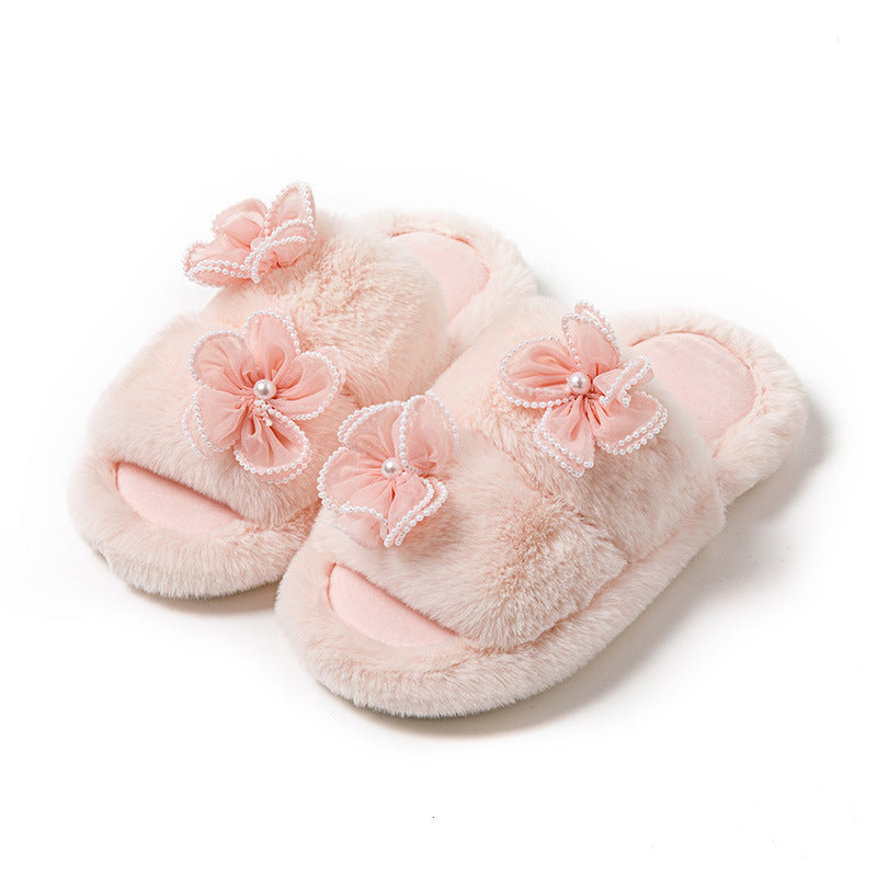 Women's Flower Parallel Bars Cotton Slippers Indoor