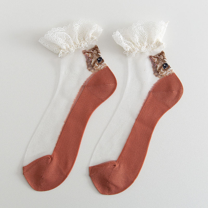Women's mid-tube lace socks