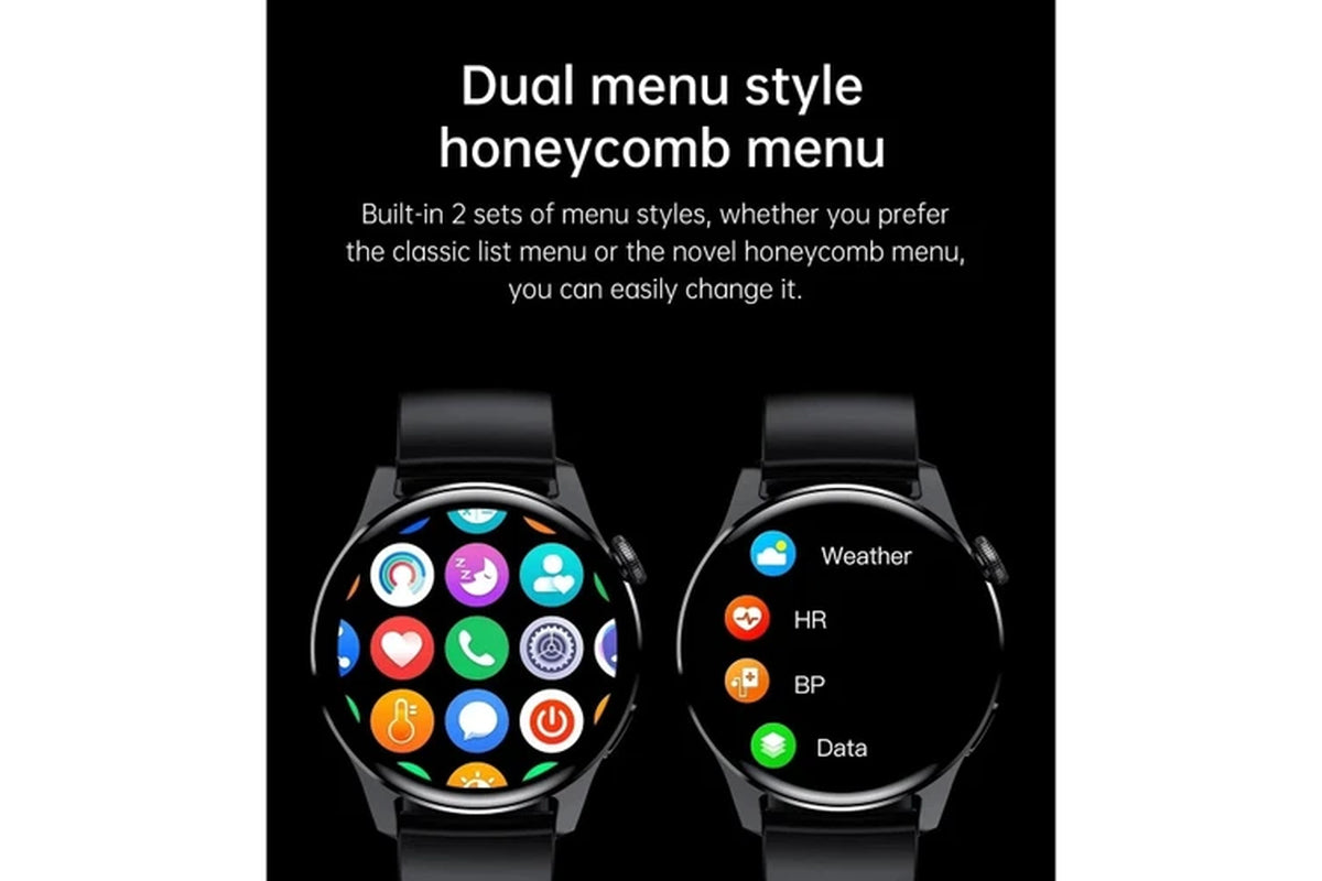 New for HUAWEI Smart Watch Men Waterproof Sport Fitness Tracker Multifunction Bluetooth Call Smartwatch Man for Android IOS - Mesh Belt BLACK