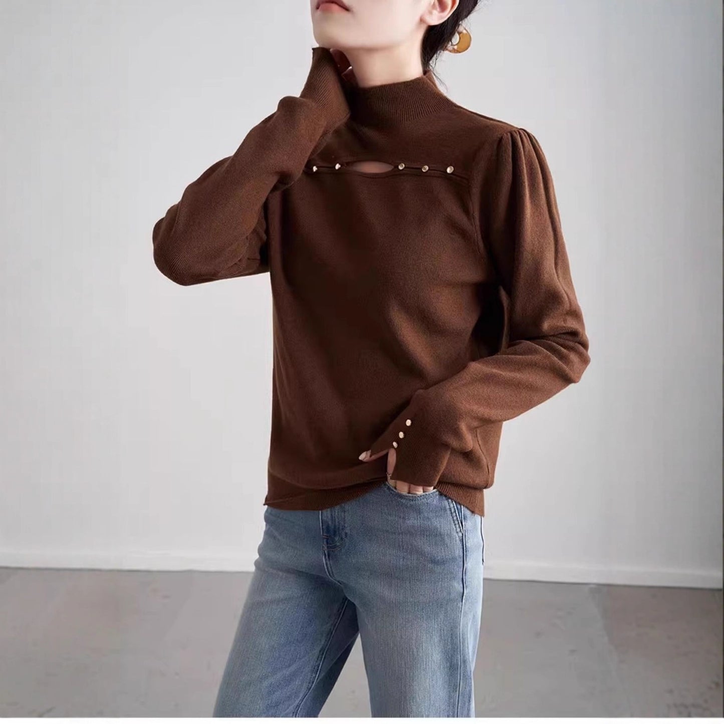 New Design Sense Niche Knitted Inner Match Bottoming Shirt Hollow-out Top For Women
