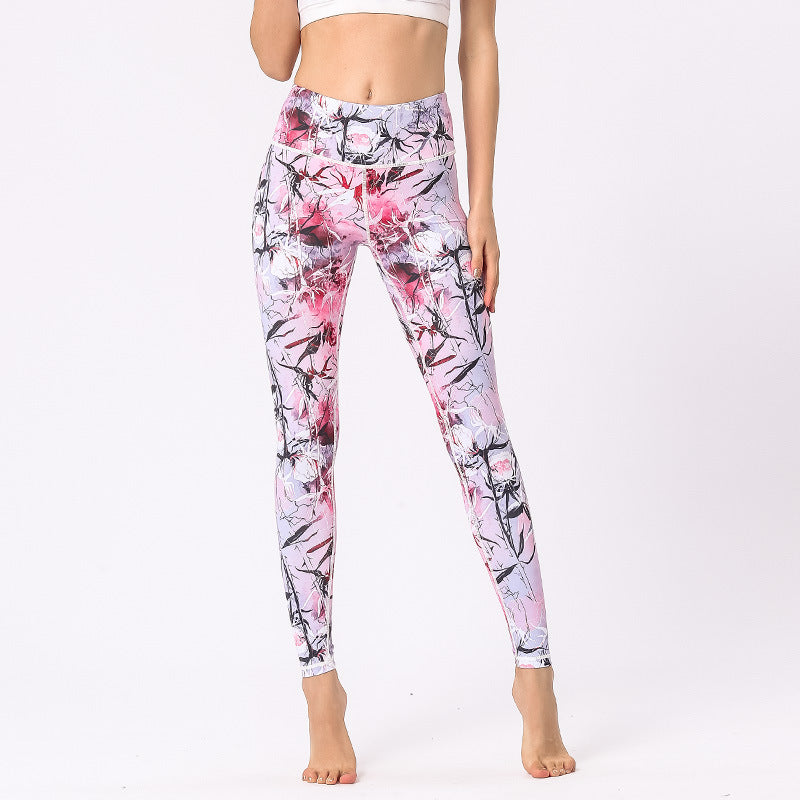 Women's Yoga Pants Digital Print High Waist Cropped Hip Pants