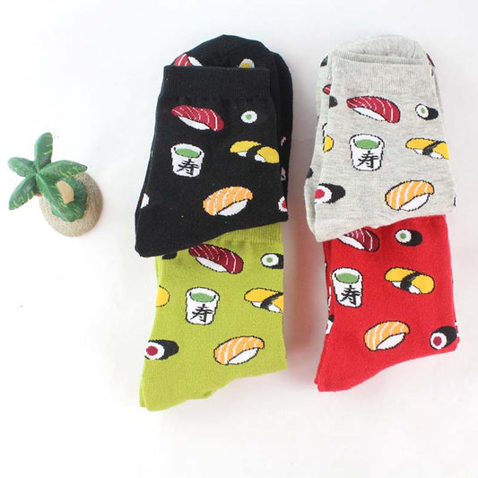 Creative Cartoon Life Food Sushi Ladies Cotton Mid-calf Length Socks Wholesale Women's Socks