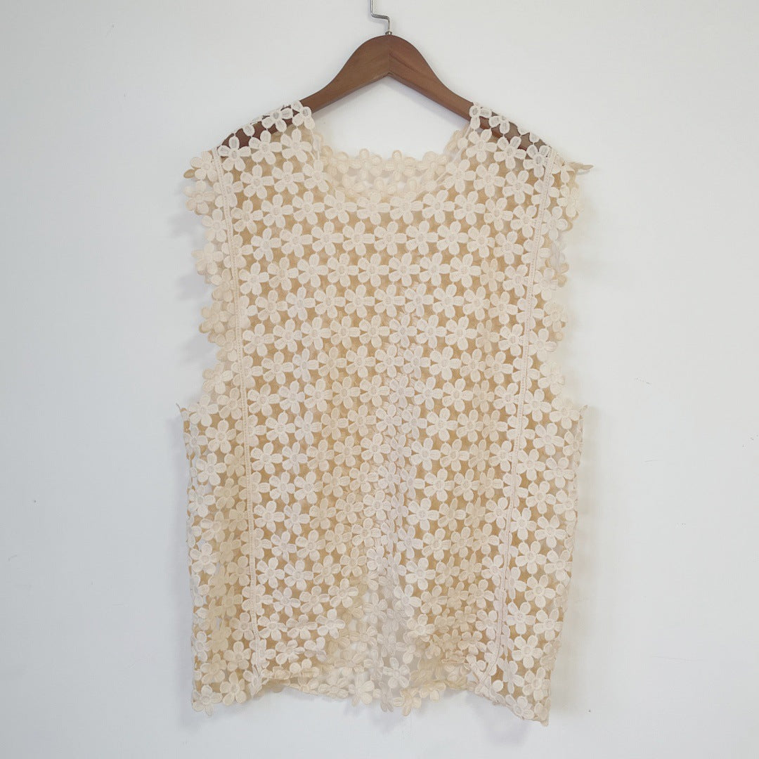 Vest Western Style Top Small Hollow Crocheted Lace Vest