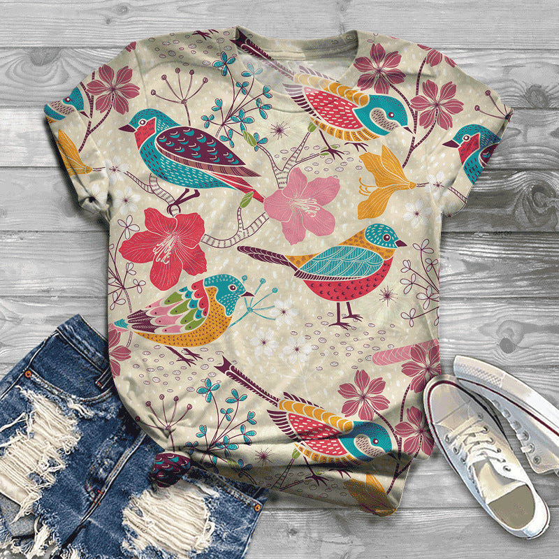 Printed Men's And Women's Tops Loose Short Sleeves Loose Casual T-Shirts