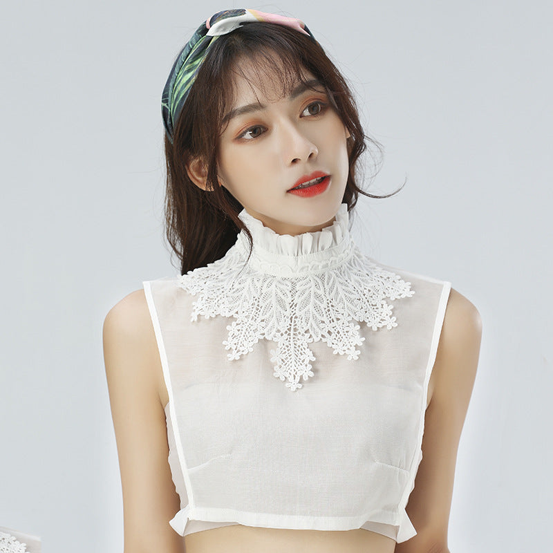 Beautiful Stand-up Collar Lady Floral Decorative Shirt Fake Collar