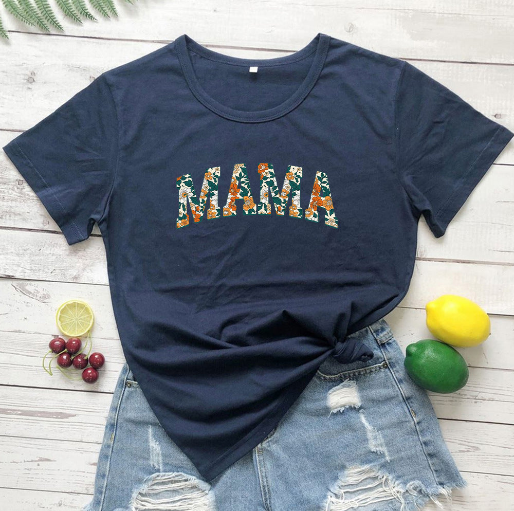 MAMA Mother's Day Letter Printed Casual T-shirt
