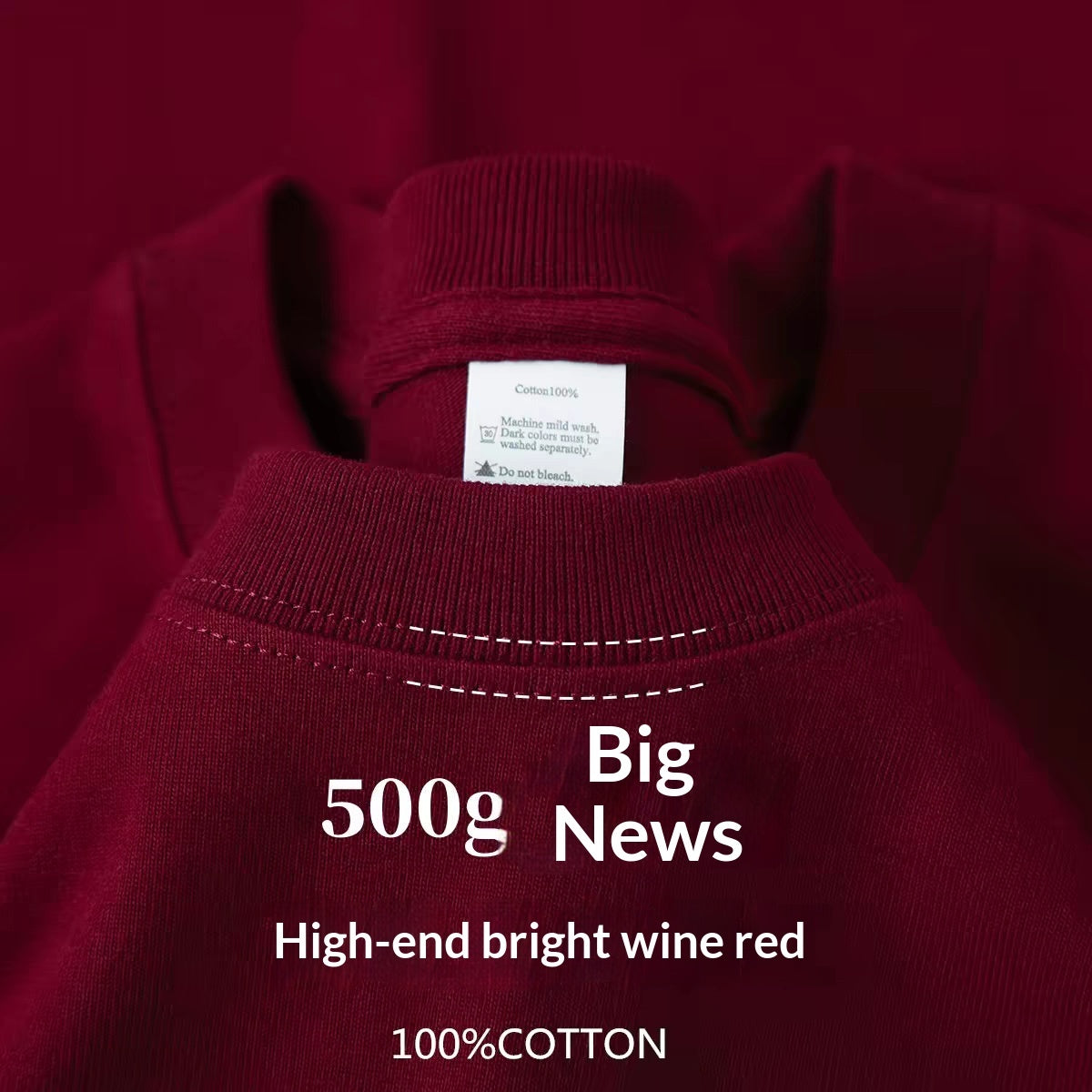 Ivory White 500g Heavyweight Pure Cotton Solid-Color Short-Sleeve Top