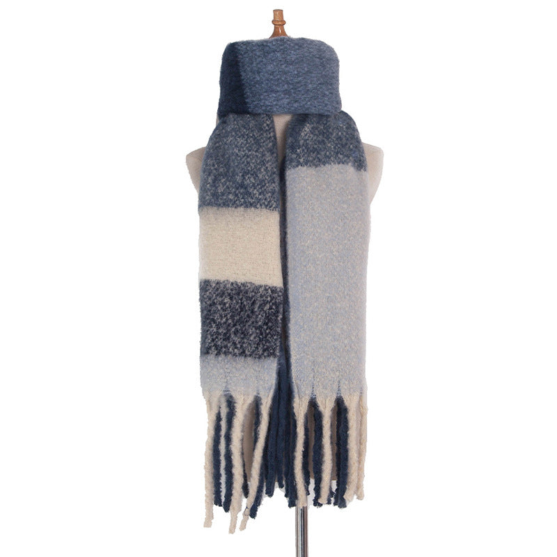 Fashionable Thick Fringed Large Plaid Scarf