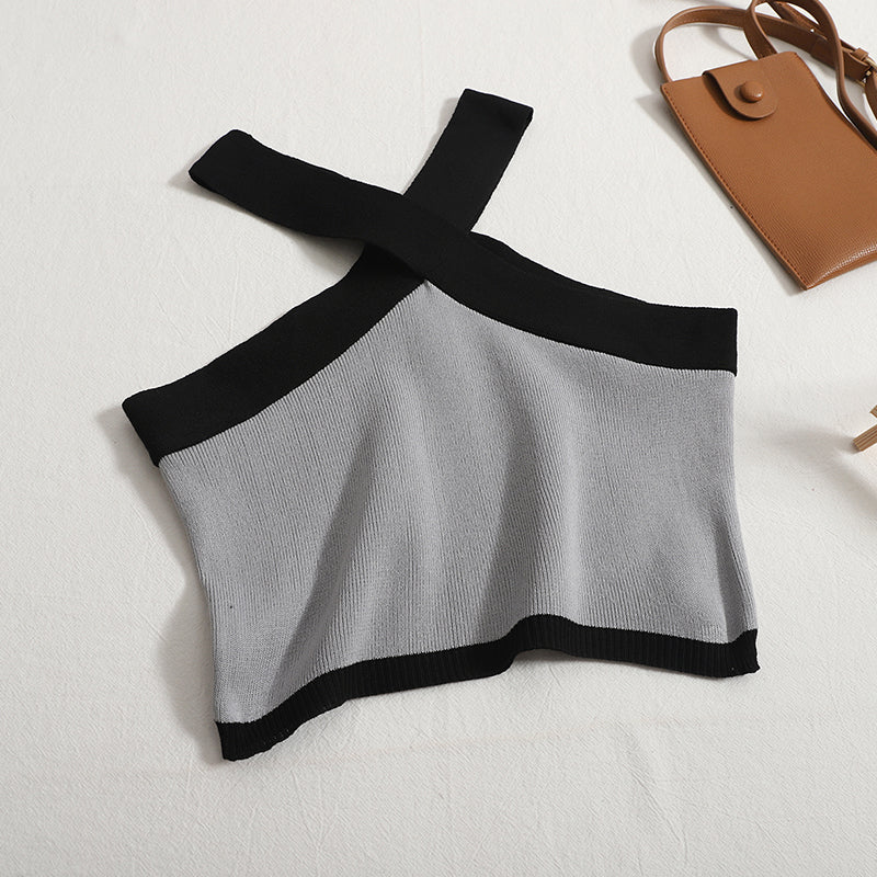Cross V-neck Halter Waistcoat Female