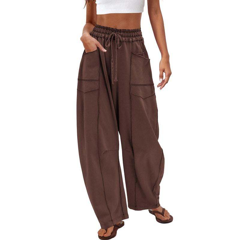 Casual Summer Wide Leg Drawstring Waist Casual Pants