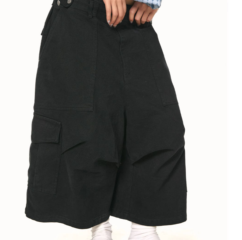 American-style Vintage Distressed Large-pocket Work Shorts