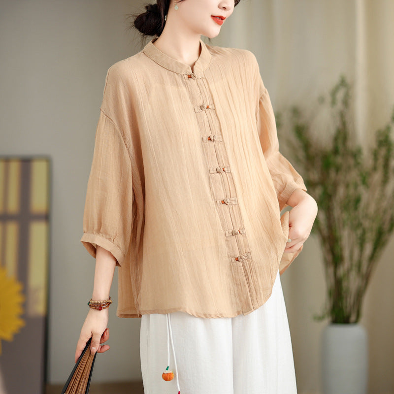 Real Shot Improved New Chinese Style Open Shirt