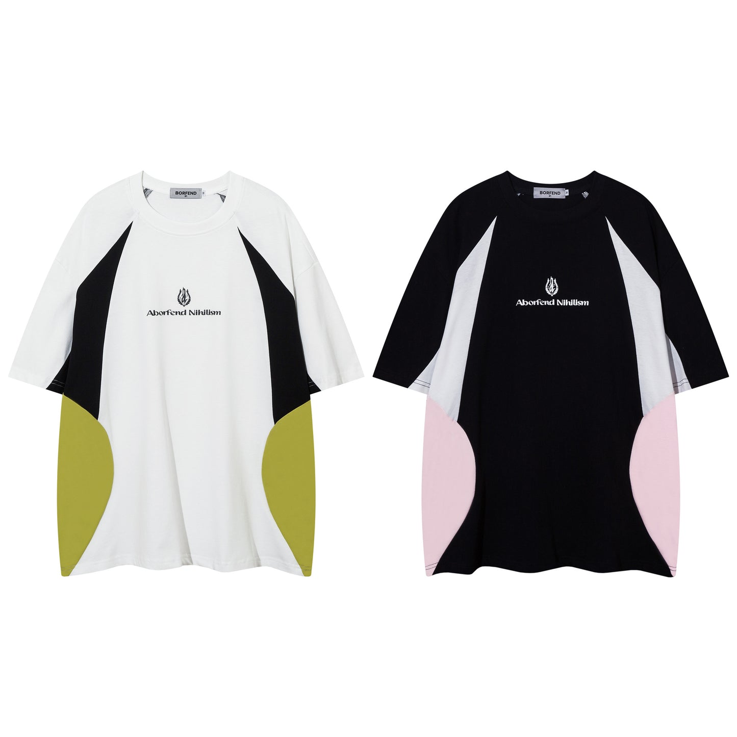 American Fashion Brand Multicolor Printing Stitching Short Sleeve