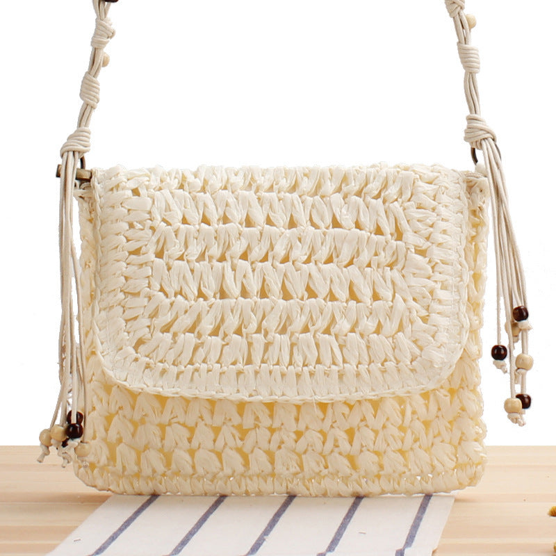 Flip Crossbody Straw Fan Face Flower Woven Bag