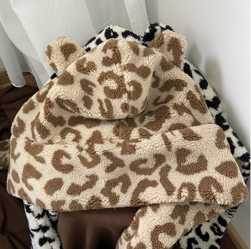 Women's Hat Scarf Integrated Ear Protection Warm Plush Hat