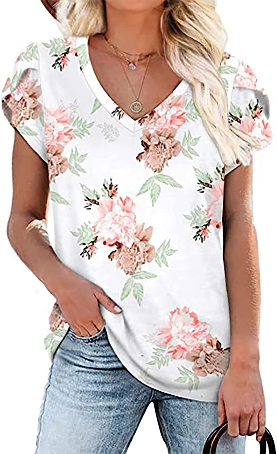 Milk Silk Abstract Character Positioning Printed V-neck