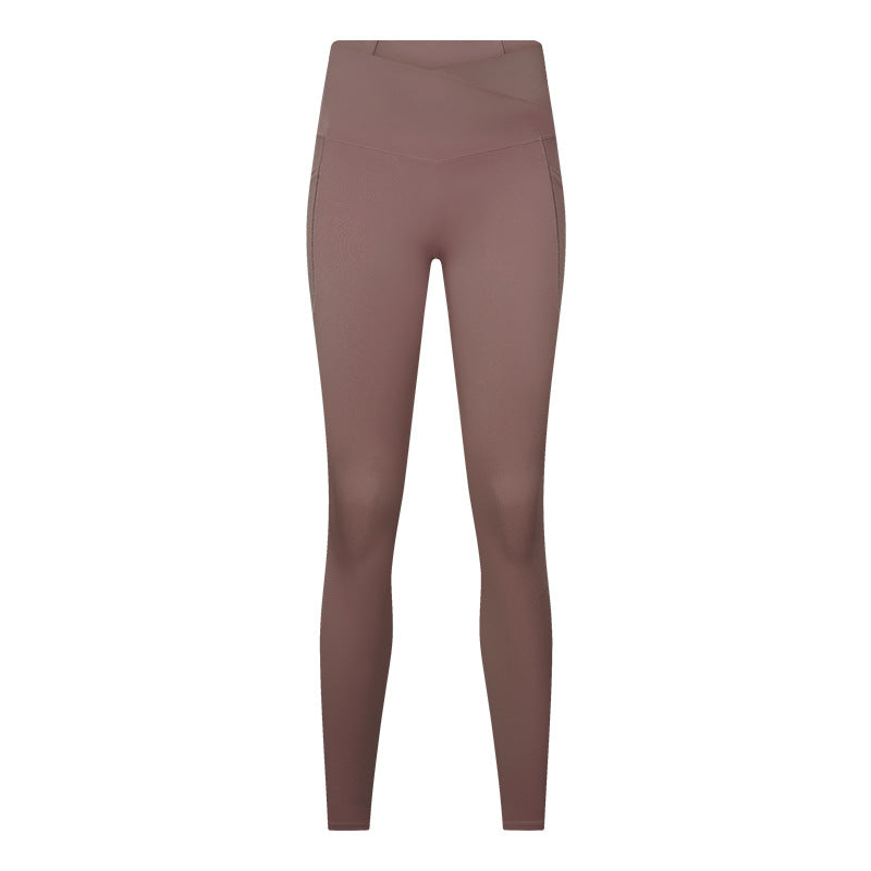 Yoga Side Pocket Elastic Light Thin Soft Nude Feel Running Workout Ankle Length Pants