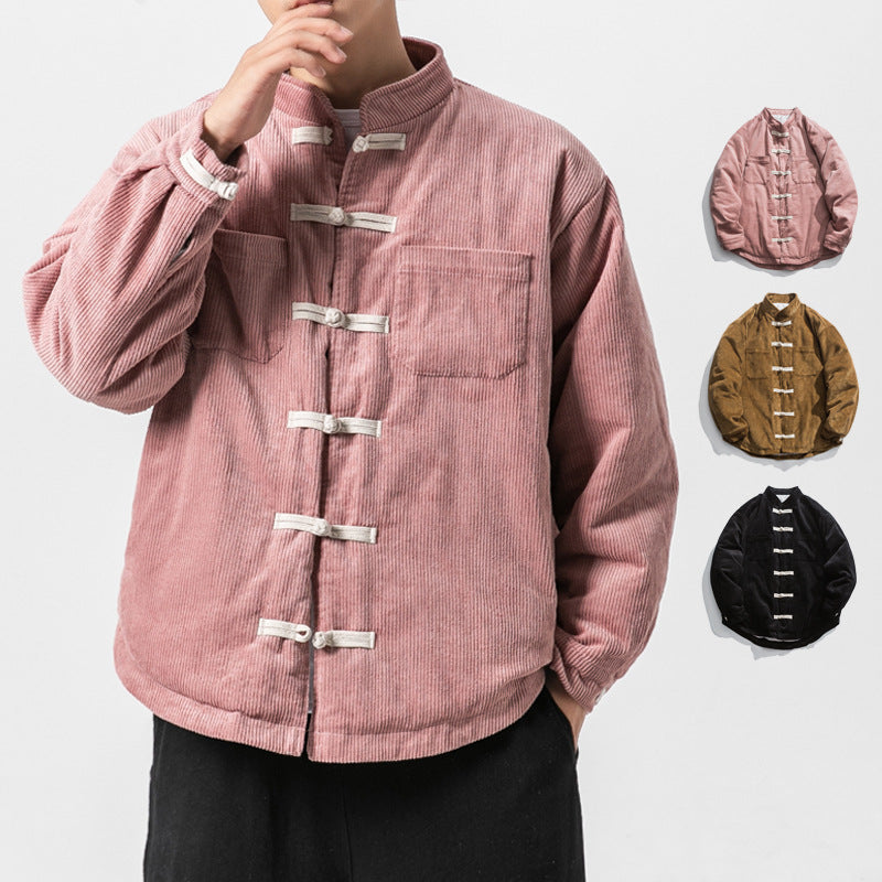 Men's Chinese Retro Stand Collar Buttoned Cotton Jacket