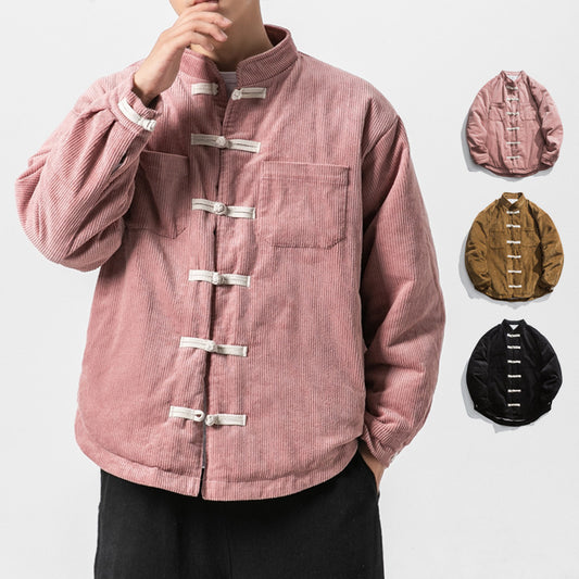 Men's Chinese Retro Stand Collar Buttoned Cotton Jacket